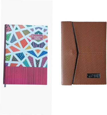 The Startup Bazaar Combo pack Lether Diary And Notebook New Button Diary Office Diary B5 Diary 2024-2025 200 Pages(Pink, Brown, Pack of 2)