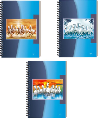 ESCAPER Seven Horse Designer Notepad, Executive Journal Diary, Personal Notebook A5 Diary Ruled 160 Pages(Combo- E, Pack of 3)