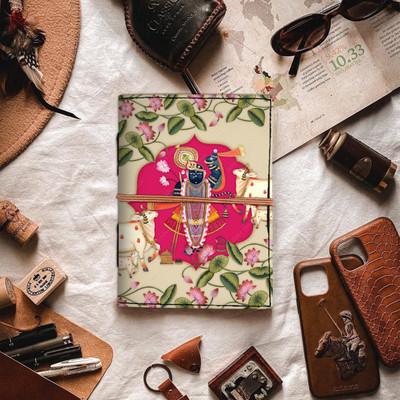 MR KRAFT Designer printed leather journal with antique thread binding A5 Diary unruled 200 Pages(multicolor 07)