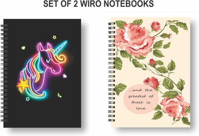 3DS Notebook A5 Diary ruled 80 Pages(neon unicorn and be yourself, Pack of 2)