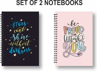 ROT RIX combo of 2 Notebooks A5 Diary Ruled 144 Pages(Black, Orange, Pack of 2)