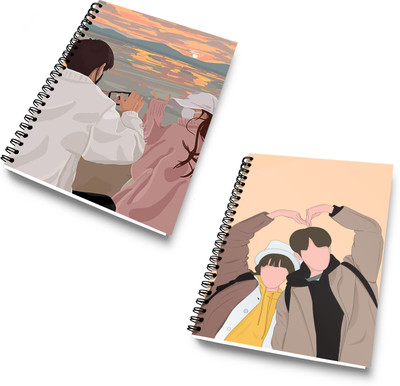 DI-KRAFT Diary Combo Pack | Printed Diary combo Pack | BTS New Collection A5 Diary Unruled 120 Pages(Beige color 006, Pack of 2)