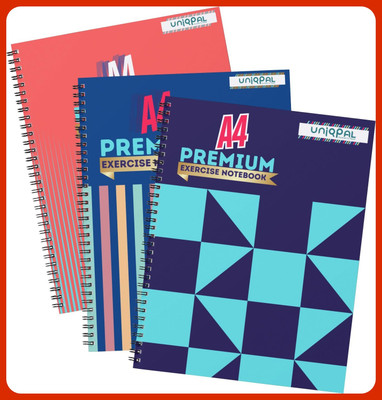 UNIQPAL Notebook A4 Notebook Unruled 200 Pages(Multicolor, Pack of 3)
