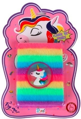 Freedy 1 set unicorn fur led light diary notebook Gift Set A6 Diary Ruled diary 144 Pages(Multicolor)