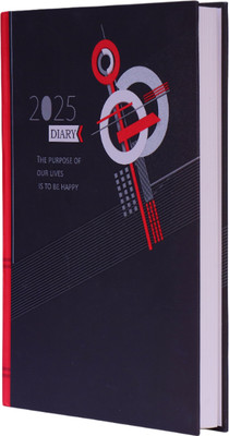 Zoozoartz 2025 New Year 80 GSM Art Paper Printed Cover with a Matte Finish B5 Diary Ruled 160 Pages(Black & Red)