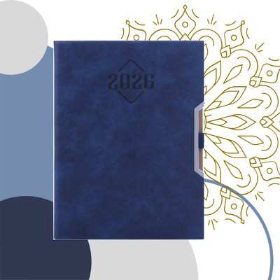 Scribelle Diary 2026 A5 Size Single Rule A5 Diary Month Cut Design, 70 GSM Paper, Blue Hardcover 365 Pages(Blue)