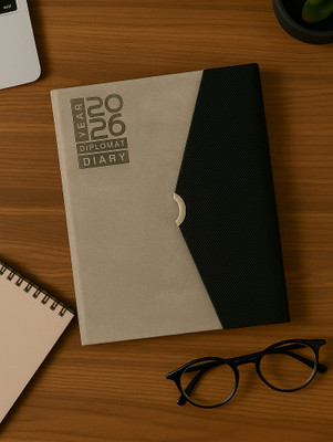 Excel PU Leather Finish Hard Bound Executive Diary Planner Sunday Half page Regular Diary 2026 with Pen Holder (Cover Design may be Different),80 GSM Ruled 365 Pages(Black)