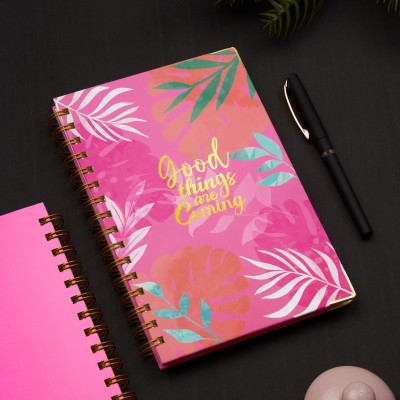 Doodle Undated Daily Planner | Hard Cover Wiro Bound A5 Planner | 80 GSM Lay Flat Design with Metal Corners | Plan your day, To do List Ruled 192 Pages(Life is Good)