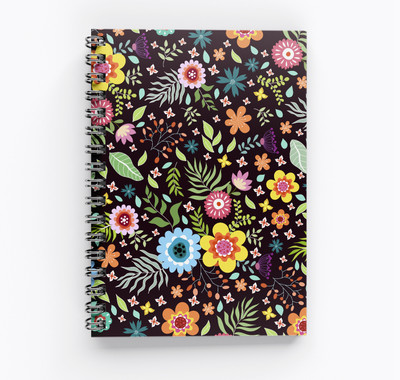RJPRINTS Natural Flowers Design A4 Notebook Unruled 160 Pages(Multicolor)