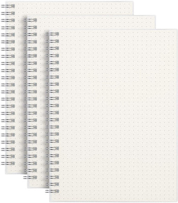 INNAXA Dot Grid Notebook Spiral 3 Pack- Bullet Dotted Journal Spiral Notebook A5 Notebook Dotted 160 Pages(White-Dotted, Pack of 3)