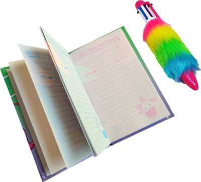 RELIA ONLINE Unicorn Secret Lock Diary for Girls with Pen and Key and Lock Journal Writing A5 Diary Ruled 90 Pages(Mluticolor, Pack of 2)