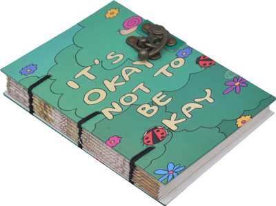 The Vintage Journal IT'S Okay Not To Be Okay Motivational Quotes Journal With Lock Closure A5 Journal Unruled 144 Pages(Green)