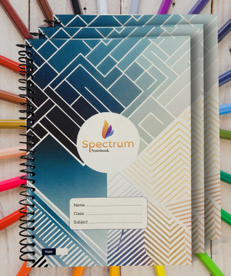 GARGANDASSOCI SPECTRUM A4 Note Book Single Rule 140 Pages(Blue, Pack of 3)