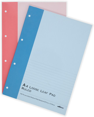 MAHAVIR Loose leaf Pad A4 Note Pad Ruled 200 Pages(Assorted, Pack of 2)
