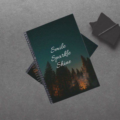 KG Starry Night Forest Design Notebook A5 Diary Unruled 144 Pages(Green)