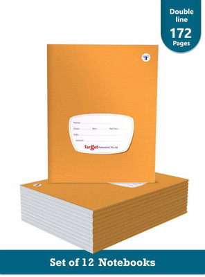 Target Publications Small Notebooks Double Line |18 x 24 cm Approx |Copy Books| GSM 58| Pack of 12 Regular Notebook Ruled 172 Pages(Brown, Pack of 12)
