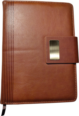 Tranquil Factory Leather cover executive journal Notebook Diary with Centre Magnetic Flap Closure Regular Journal Rule 200 Pages(Brown)