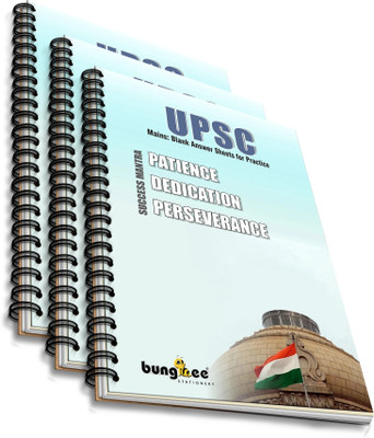 Bungbee UPSC Mains Answer Writing Copy Booklet- Design 4, 210 Pages/ 105 Sheets per Book A4 Notebook Unruled 630 Pages(Sky Blue, Pack of 3)