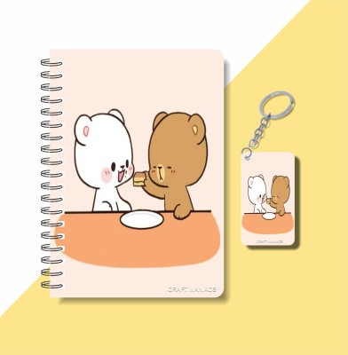 craft maniacs MILK & MOCHA 2024 DIARY & KEYCHAIN A5 Notebook RULED 160 Pages(Multicolor)