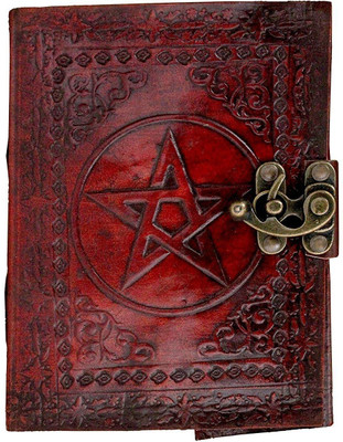 KRISHNA HANDICRAFTS Star Embossed Leather Vintage C Lock Handmade Pages Diary A5 Diary Plain 100 Pages(Brown)