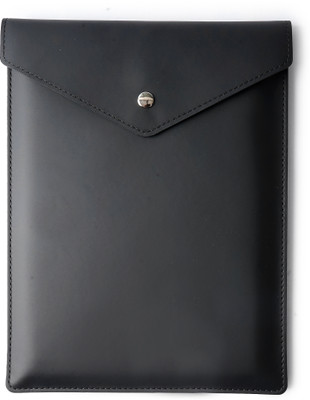 FINER THREADS Elegant Leather Document Envelope with Snap Closure for Business and Travel Regular Notebook Rulled 96 Pages(Black)