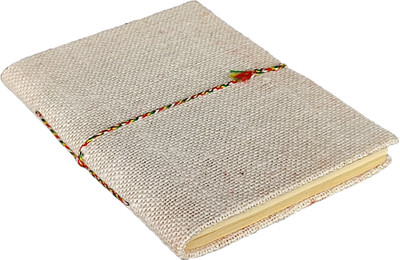 eShilp Handmade Journal Jute Fabric Cover B6 Diary Unruled 90 Pages(Off white)