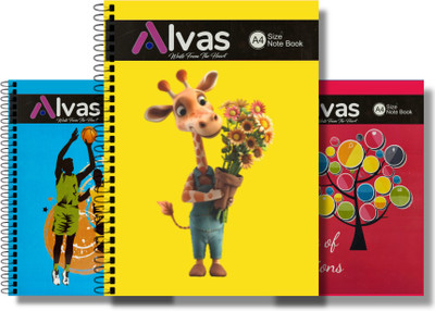 Alvass MULTI COLOUR A4 Notebook Spiral | Ruled | 500 Pages(Multicolor, Pack of 3)