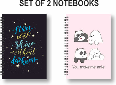 ROT RIX combo of 2 Notebooks A5 Diary Ruled 144 Pages(Pink, Black, Pack of 2)