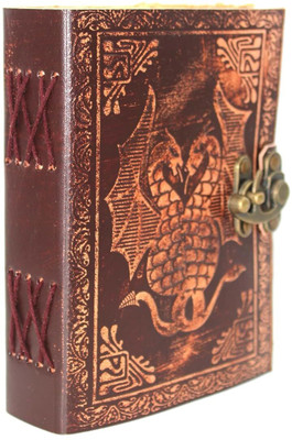 Divya Vintage Craft Leather Journal Dragon Embossed cover Handmade Leather Diary A5 Diary Plain 200 Pages(Brown)