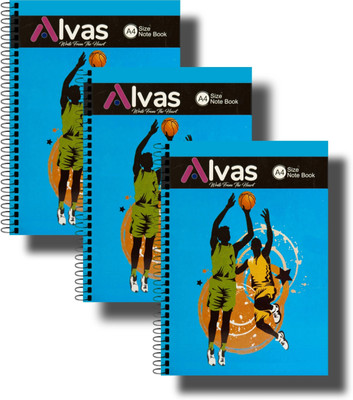 Alvass Alvas A4 Notebook Spiral | Ruled | 300 Pages(Blue, Pack of 3)