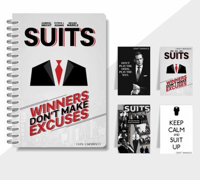 craft maniacs SUITS 2025 COMBO A5 Notebook RULED 160 Pages(Multicolor)