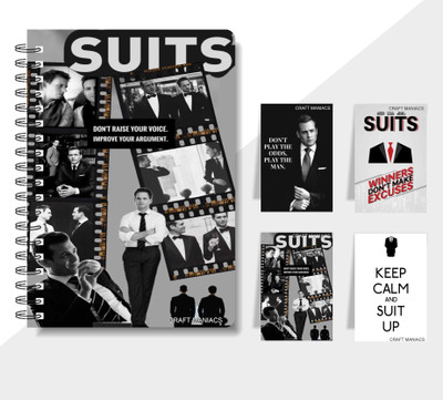 craft maniacs SUITS 2025 COMBO A5 Notebook RULED 160 Pages(Multicolor)