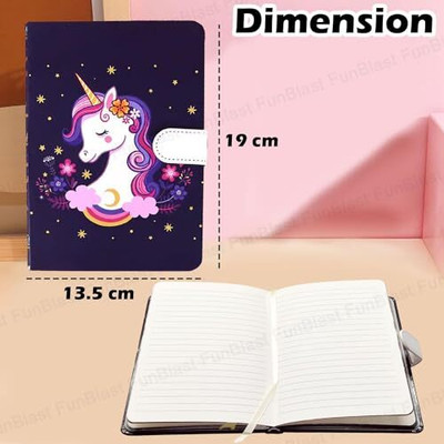 KIDIVO 1 A5 Diary yes 150 Pages(Random Color,Unicorn Lock Diary Pack of 1 Pcs,)