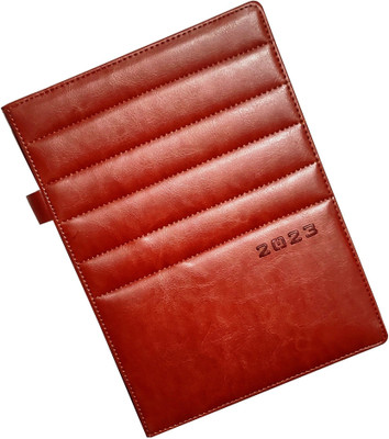 Excel 2023 Executive Style Superior Quality Diary with Excellent Design, Pen Holder Regular Diary Ruled 360 Pages(Brown)