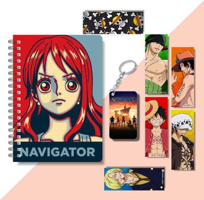 craft maniacs ONE PIECE DIARY & 6 FREEBIE BOOKMARKS & ONE KEYCHAIN A5 Notebook RULED 160 Pages(Multicolor)