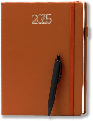 COI Hard Bound Leather Executive 2025 Dated Planner Diary with 365 Dates B5 Diary Ruled 365 Pages(Brown)