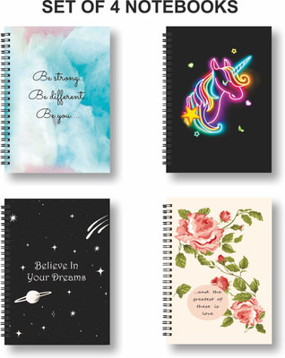 Papco Notebook A5 Diary Ruled 144 Pages(Yellow, Multicolor, Pack of 4)