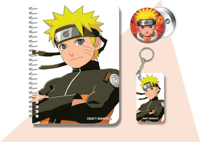craft maniacs NARUTO DIARY & 2 FREEBIE A5 Notebook RULED 120 Pages(Multicolor, Pack of 3)