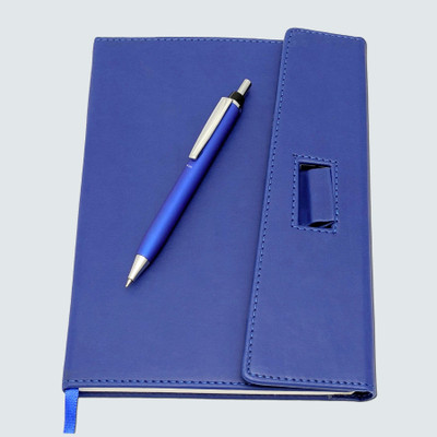 UJJi A5 Blue Professional Diary with Flap Closure and Pen Holder A5 Planner Ruled 192 Pages(Blue)