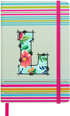 Doodle Stripes Theme Premium Hard Bound B6 Notebook Diary Ruled 192 Pages(Initial L)