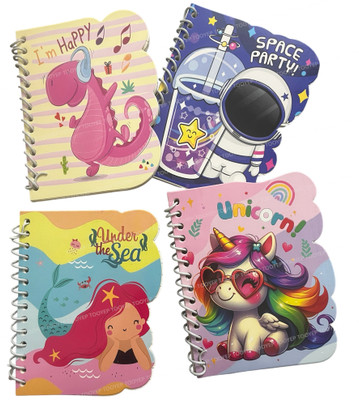 Le Delite Spiral notebook cutout shape A7 Diary Ruled 50 Pages(Multicolor, Pack of 4)