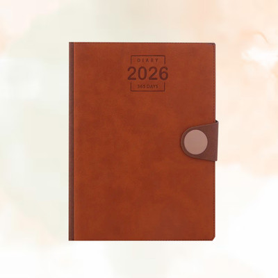 Scribelle 2026 Folder Type Mobile Holder A5 Diary Month-Cut Design, Card & Paper Slots for Office,70 GSM Paper 365 Pages(Brown)