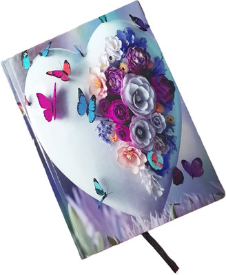 TECHNOCHITRA Whispers of Love: Heart and Flower Diary A5 Notebook Ruled 192 Pages(Multicolor)