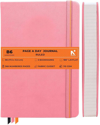 NEORAH 110 GSM | B6 PAGE A DAY JOURNAL (17.5 X 12.5 cm) | Back Pocket |3 Silk Book Mark B6 Journal RULED 368 Pages(Pink)