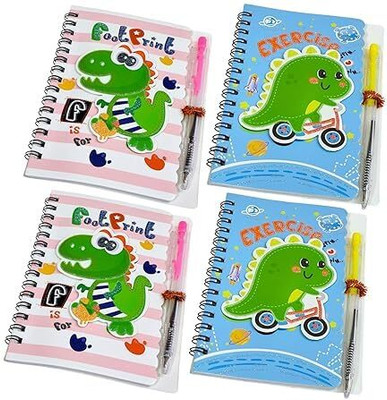Tera13 Birthday Gift Notepad Diary, Dinosaur Diary For Boys, Diary With Pen Set A3 Notebook Ruled 60 Pages(Multicolor, Pack of 10)