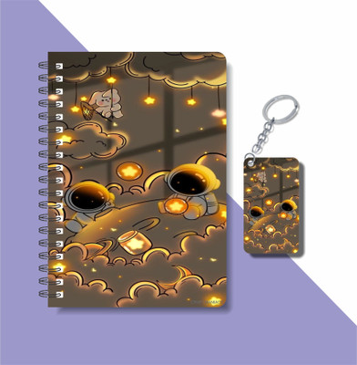 craft maniacs SPACE DIARY & KEYCHAIN A5 Diary RULED 120 Pages(Multicolor)