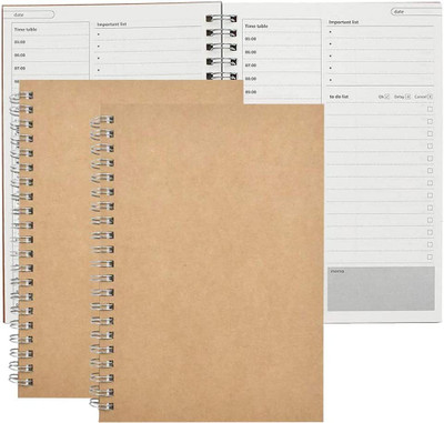 TWONE Daily Planner Pad, Time Management Planner Things to Do Today Notepad A5 Notebook Ruled 100 Pages(Brown, Pack of 2)