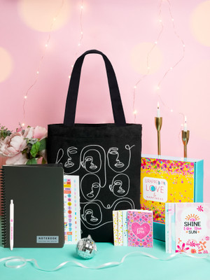 Doodle Undated Notebook with Pen Combo Gift Pack - B5 Gift Set - Ruled - 160 Pages(Black)