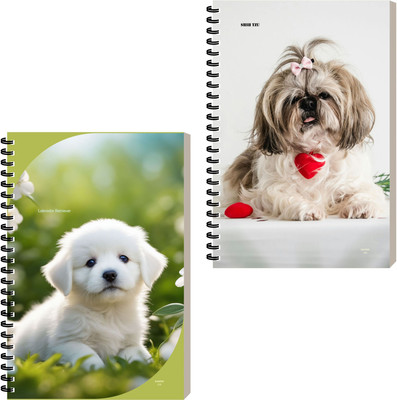 ESCAPER Dog Diary, Writing Journal Notebook, Spiral Ruled Notepad A5 Diary Ruled 160 Pages(Combo- A, Pack of 2)