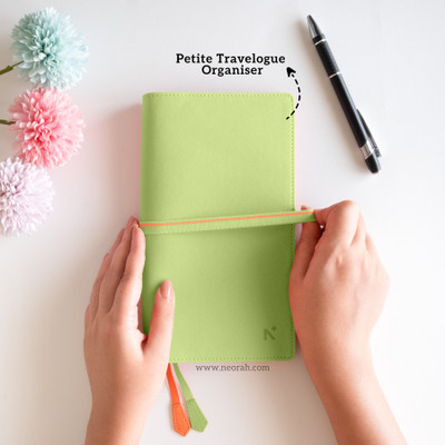 NEORAH PETITE Travellers Notebook SLEEVE + Dotgrid JOURNAL |Faux Leather |3 Card Slots Assorted Organizer Dotgrid 160 Pages(Light Green)